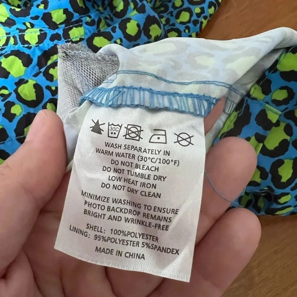 Happy Hour Swim Trunks Shorts Lined | Blue & Green Leopard Print | Size XL - Picture 8 of 8